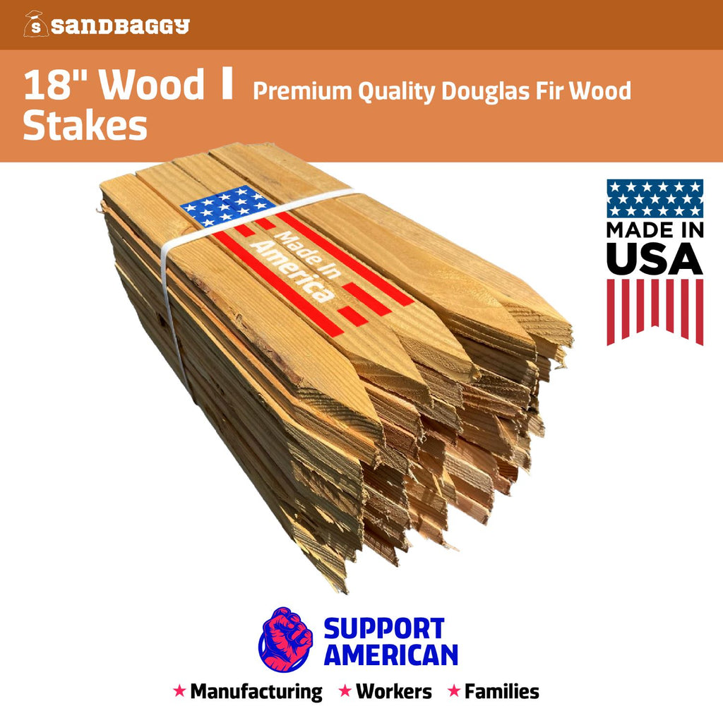 18 inch wood stakes made in the USA