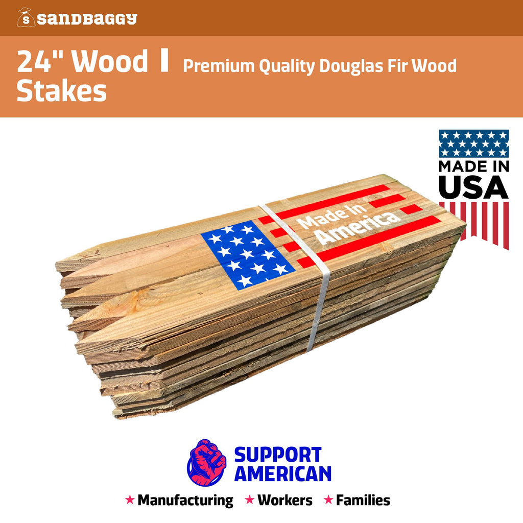 24" wood stakes made in the USA