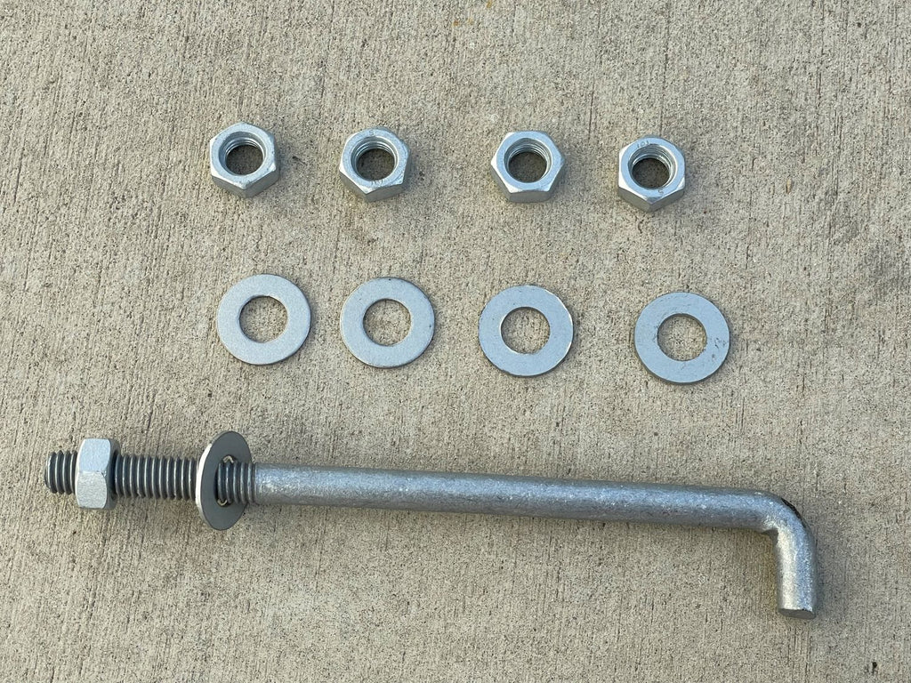 1/2" x 8" Threaded Concrete Anchor L-Bolts (Nuts & Washers Included) - Galvanized