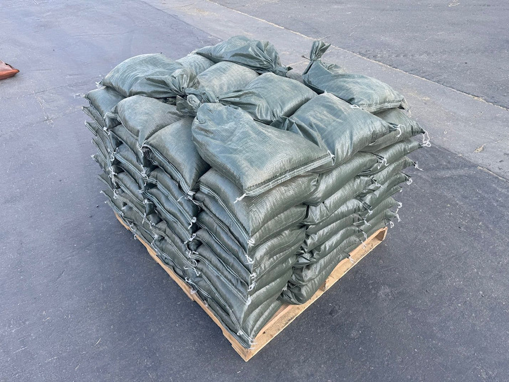 pallet of 30 lb prefilled sandbags green