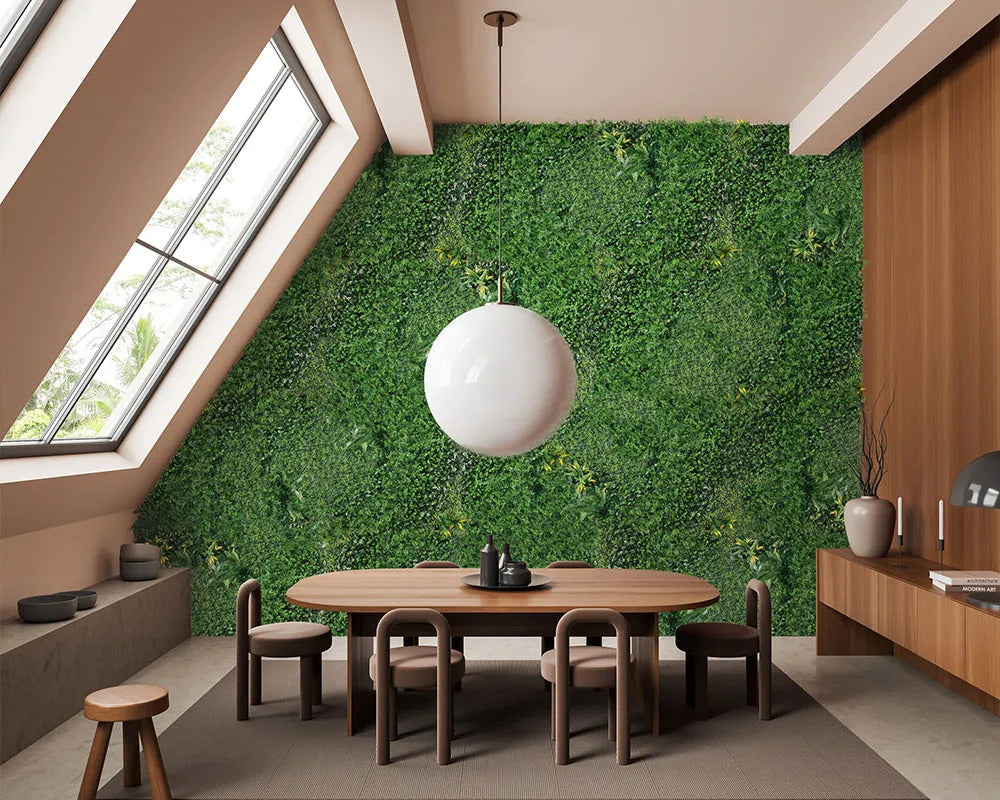 faux greenery wall with mixed variety of foliage 