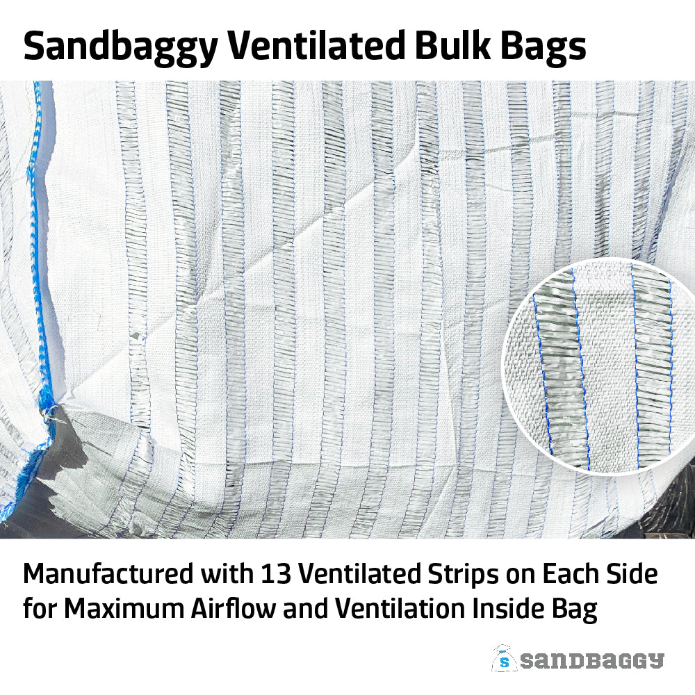13 ventilated strips on each ventilated bulk bag