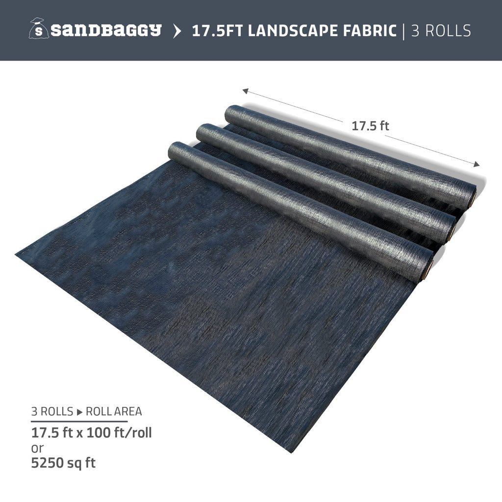 17.5 ft x 100 ft landscape fabric made from woven polypropylene (3 Roll)