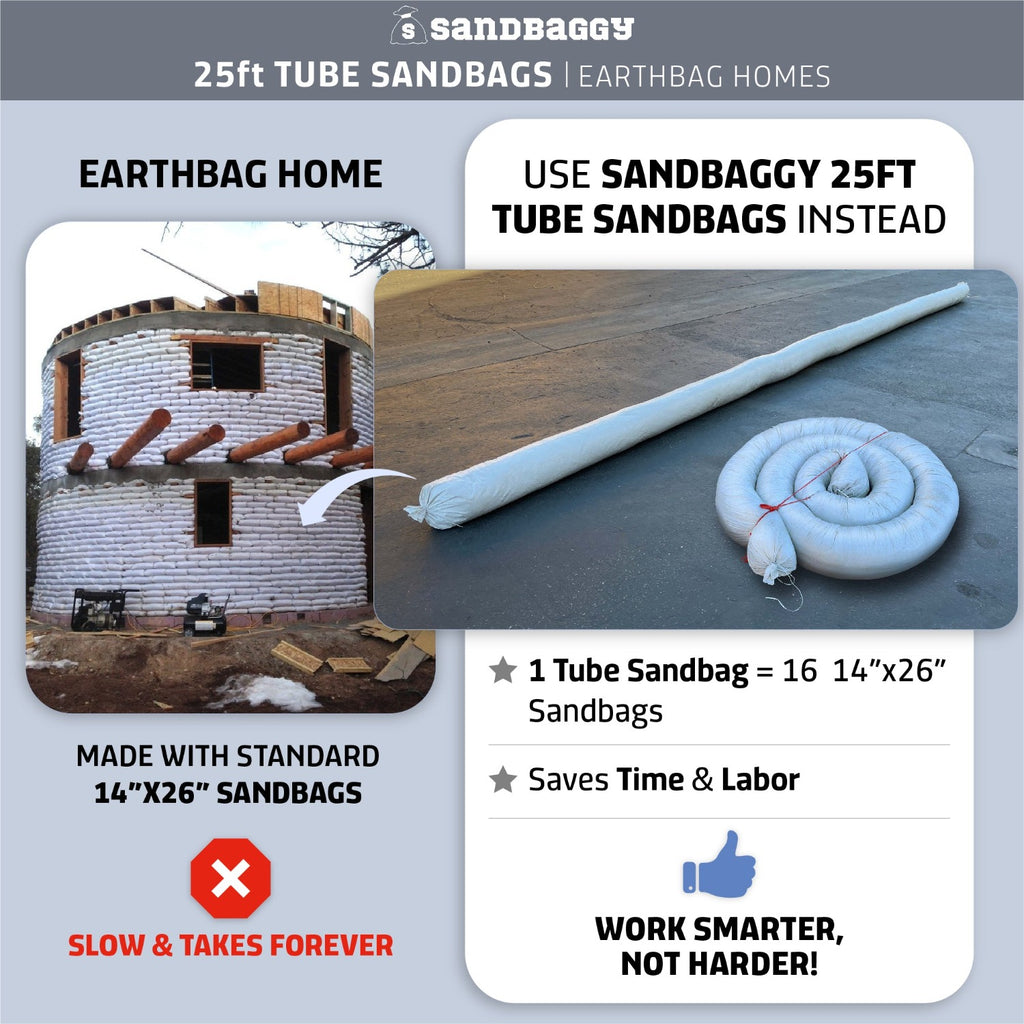 tube sandbags build walls for earthbag homes