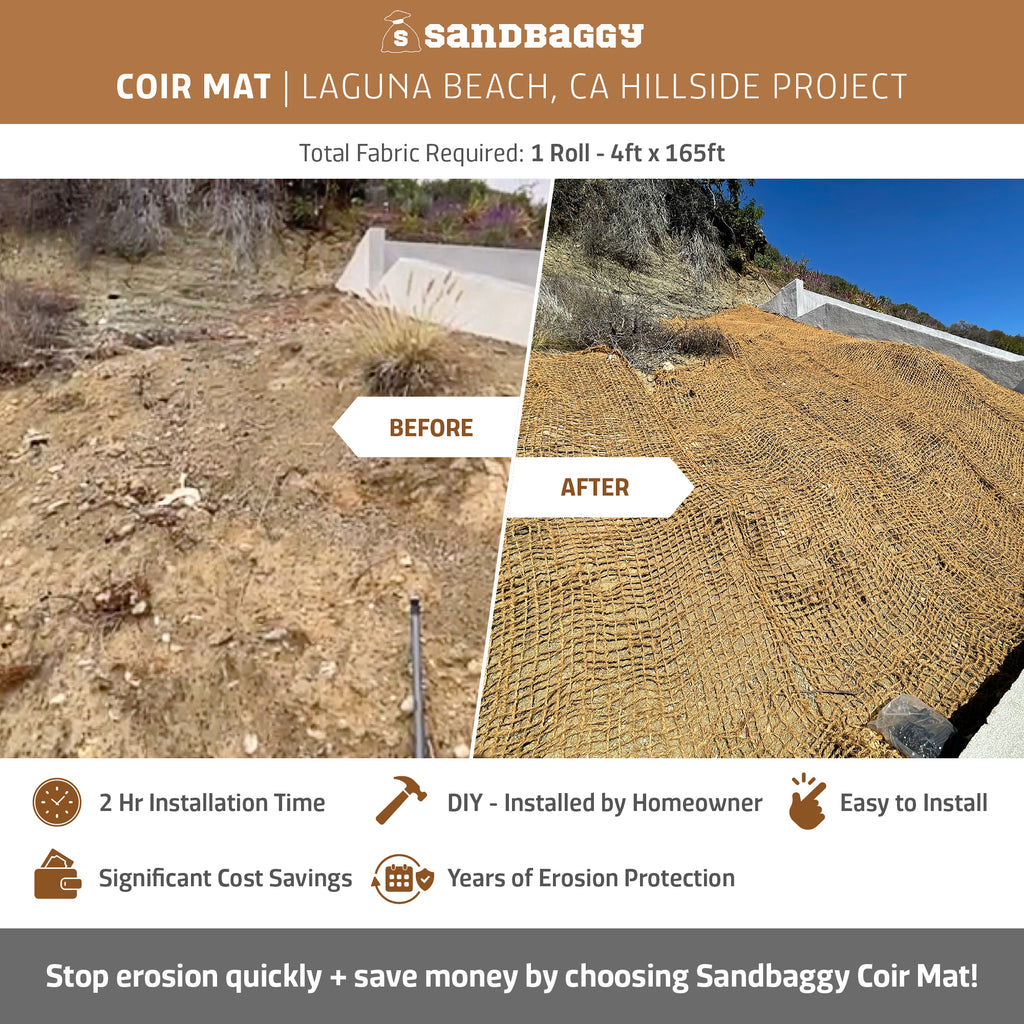 sandbaggy coir mat - hillside project Laguna Beach