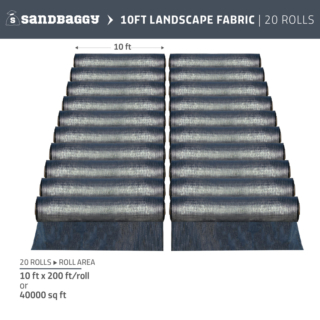 10 ft x 200 ft landscape weed barrier fabric in bulk (20 Rolls)