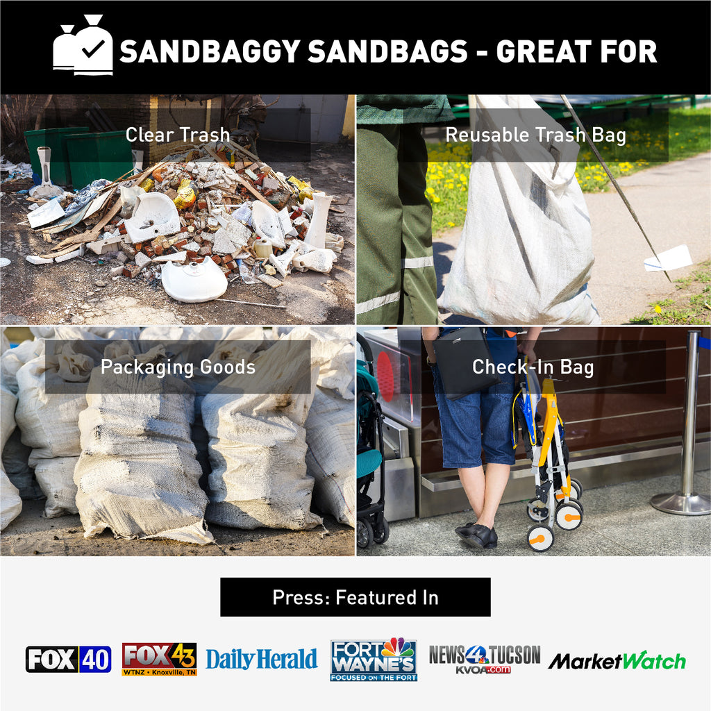 Sandbags for demolition bags, trash, packaging and transporting goods.