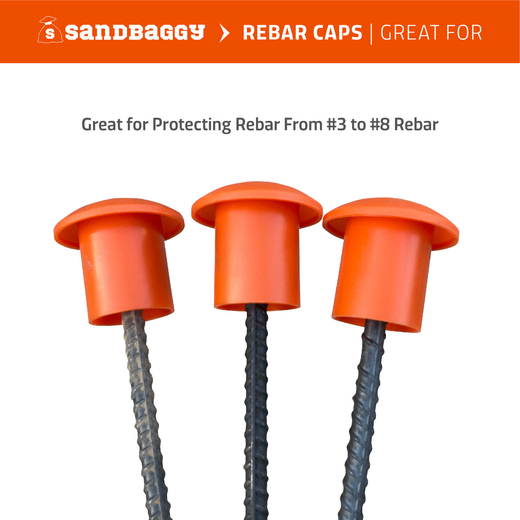 sandbaggy rebar mushroom caps protecting rebar #3 to #8