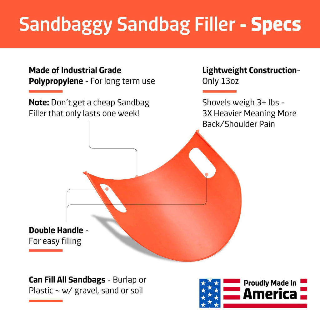 Orange Sandbag Filler Tool Specifications