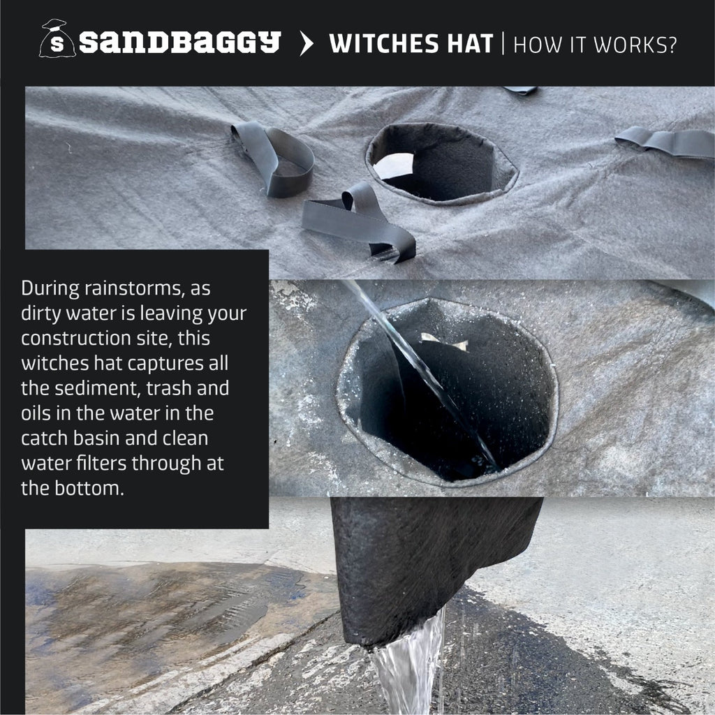 how does a witches hat sediment drain device work 