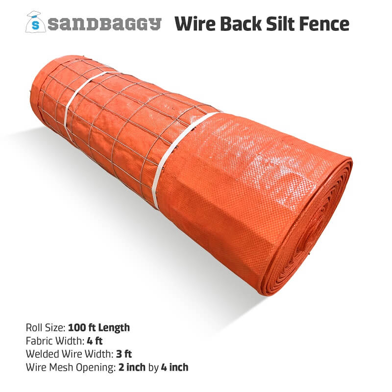 Orange Wire Back Silt Fence for Erosion Control