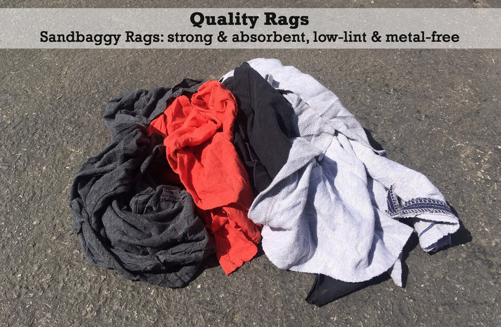 Quality rags: Sandbaggy rags: strong & absorbent, low-lint & metal-free