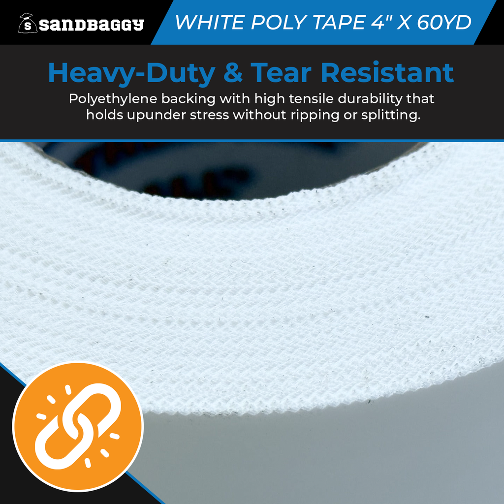 White Vapor Barrier Tape – 4" x 60 Yd, 9 Mil Polyethylene - USA Made