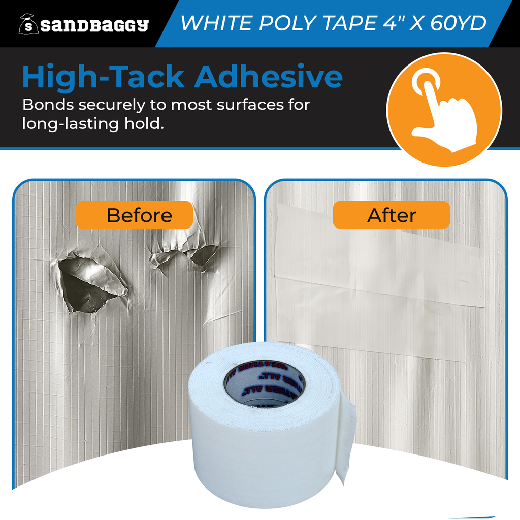 White Vapor Barrier Tape – 4" x 60 Yd, 9 Mil Polyethylene - USA Made