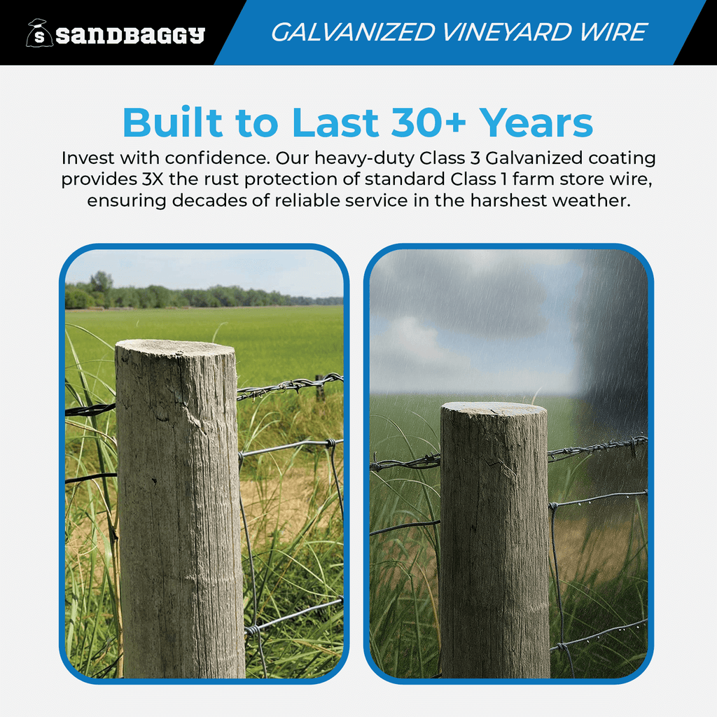 12.5 Gauge Vineyard Wire | Class 3 Galvanized High-Tensile Steel