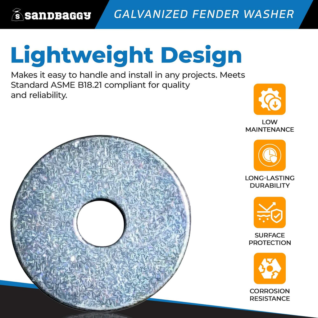 1/2” x 2” Galvanized Fender Washer (Zinc Plated)