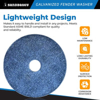 3/16” x 1-1/4” Galvanized Fender Washer (Zinc Plated)