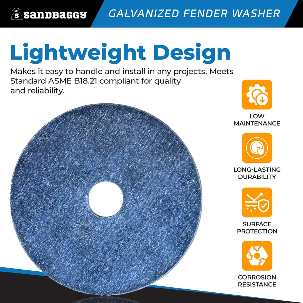 3/16” x 1-1/4” Galvanized Fender Washer (Zinc Plated)