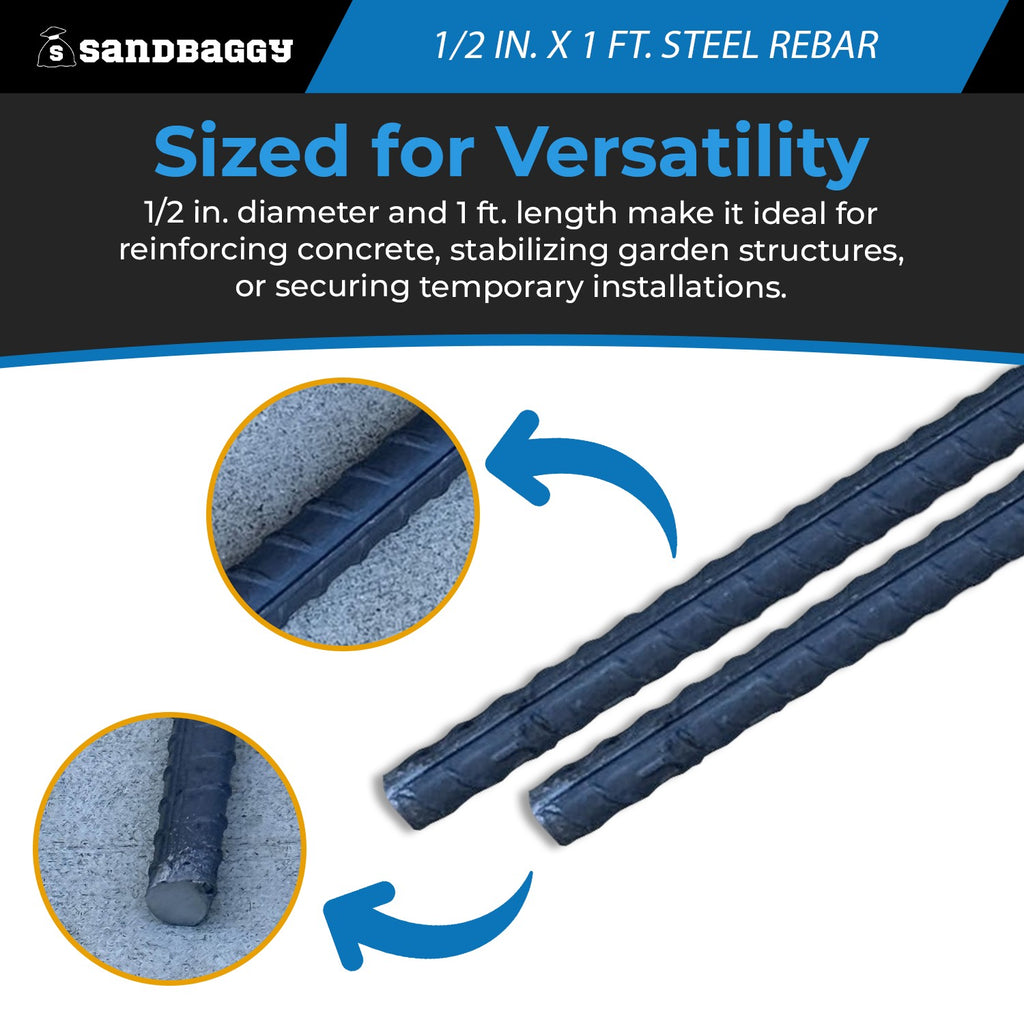 1/2 in. x 1 ft. Steel Rebar #4