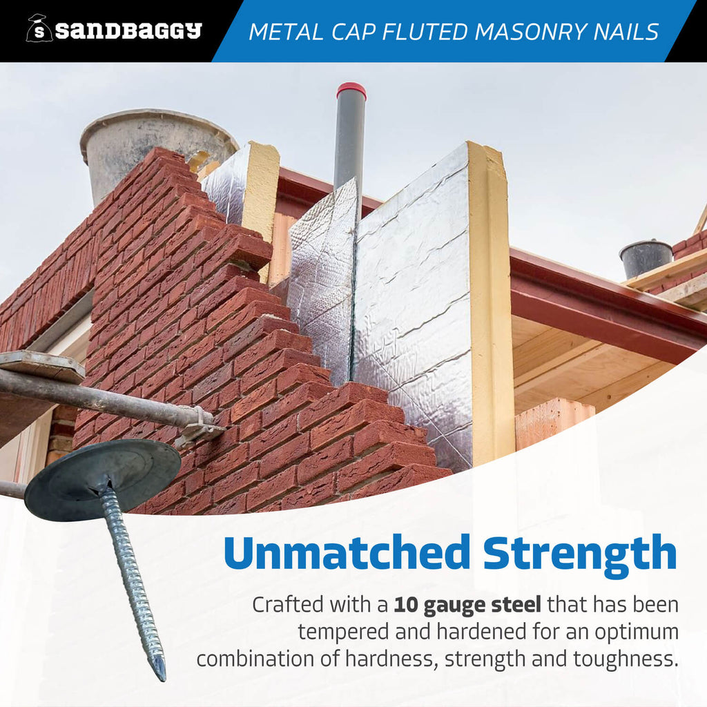 metal cap fluted masonry nails - 10 gauge steel