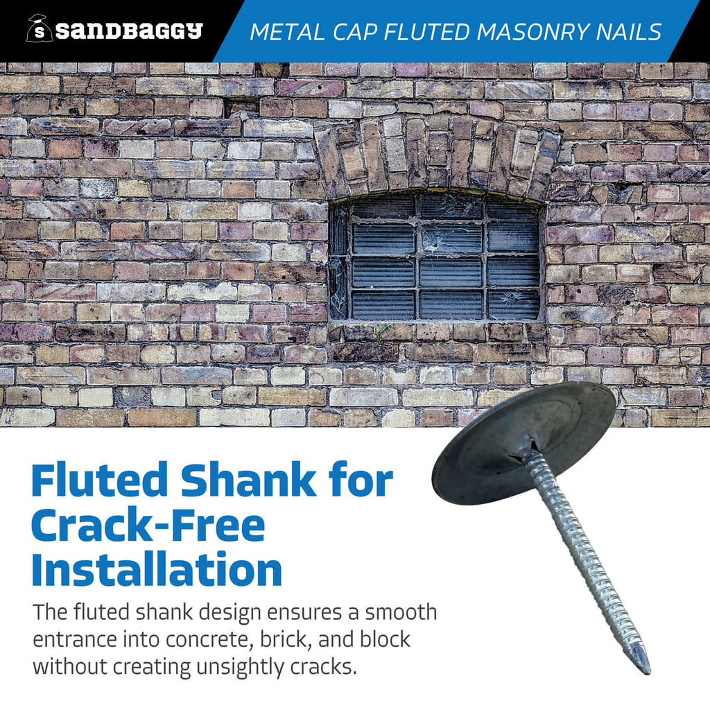 metal cap fluted shank masonry nails