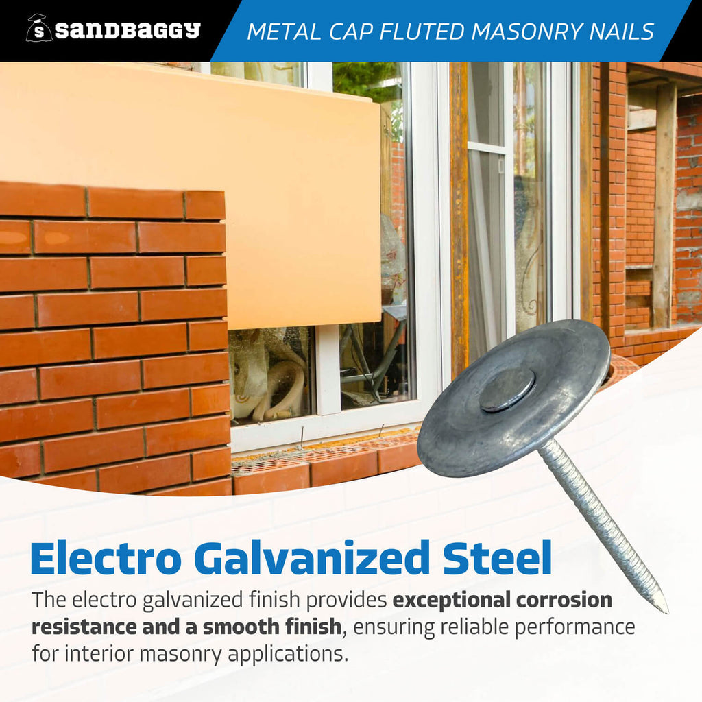 galvanized metal cap fluted masonry nails