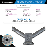 1/2" Coil Thread Wing Nut