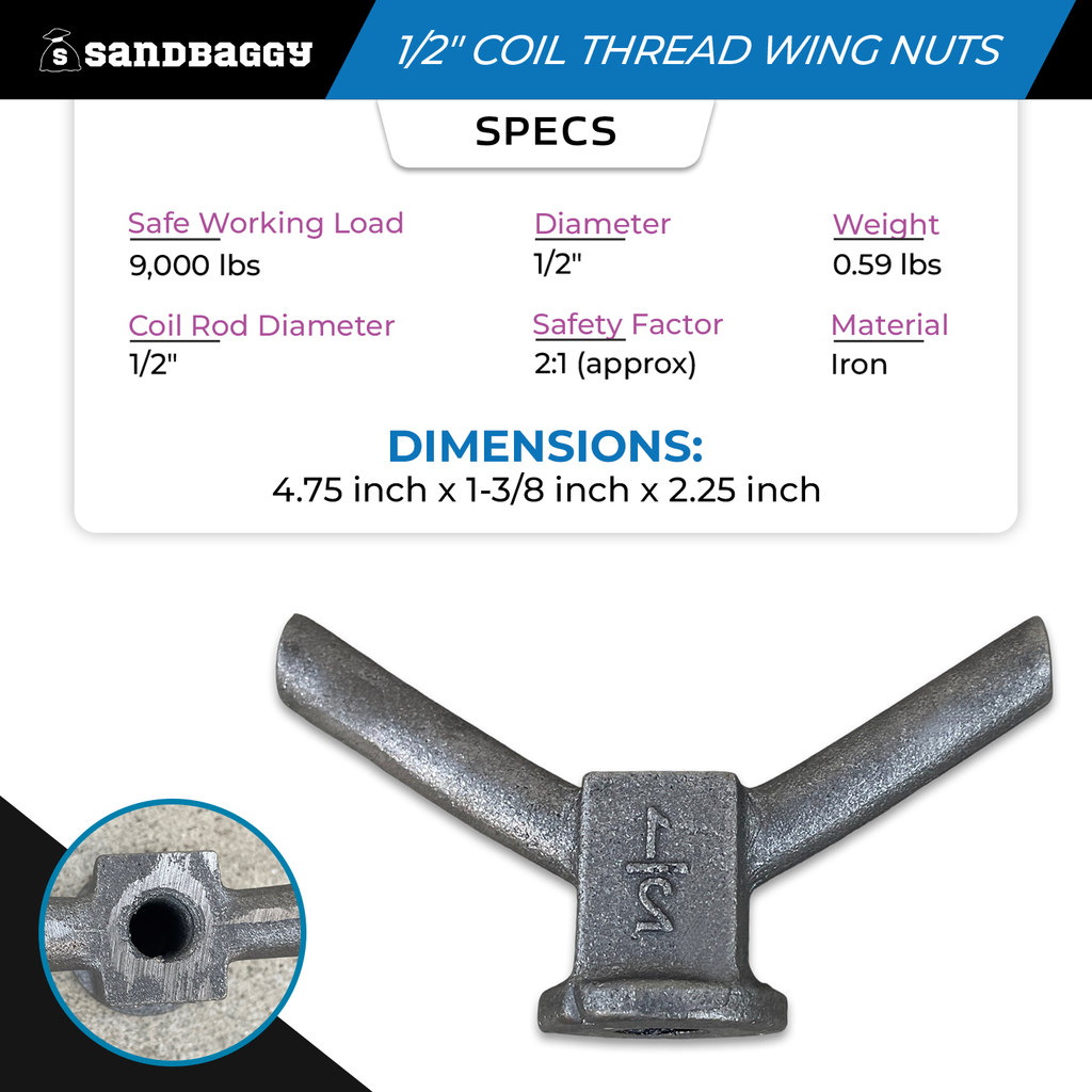 1/2" Coil Thread Wing Nut