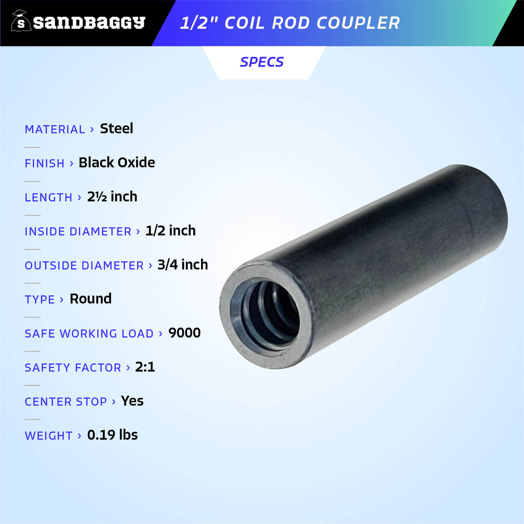 1/2" coil rod coupler specs