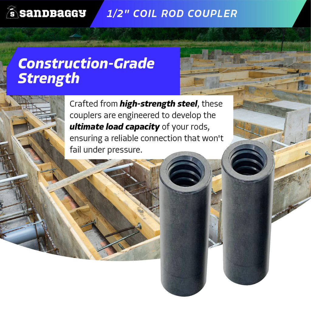 1/2" coil rod coupler for construction