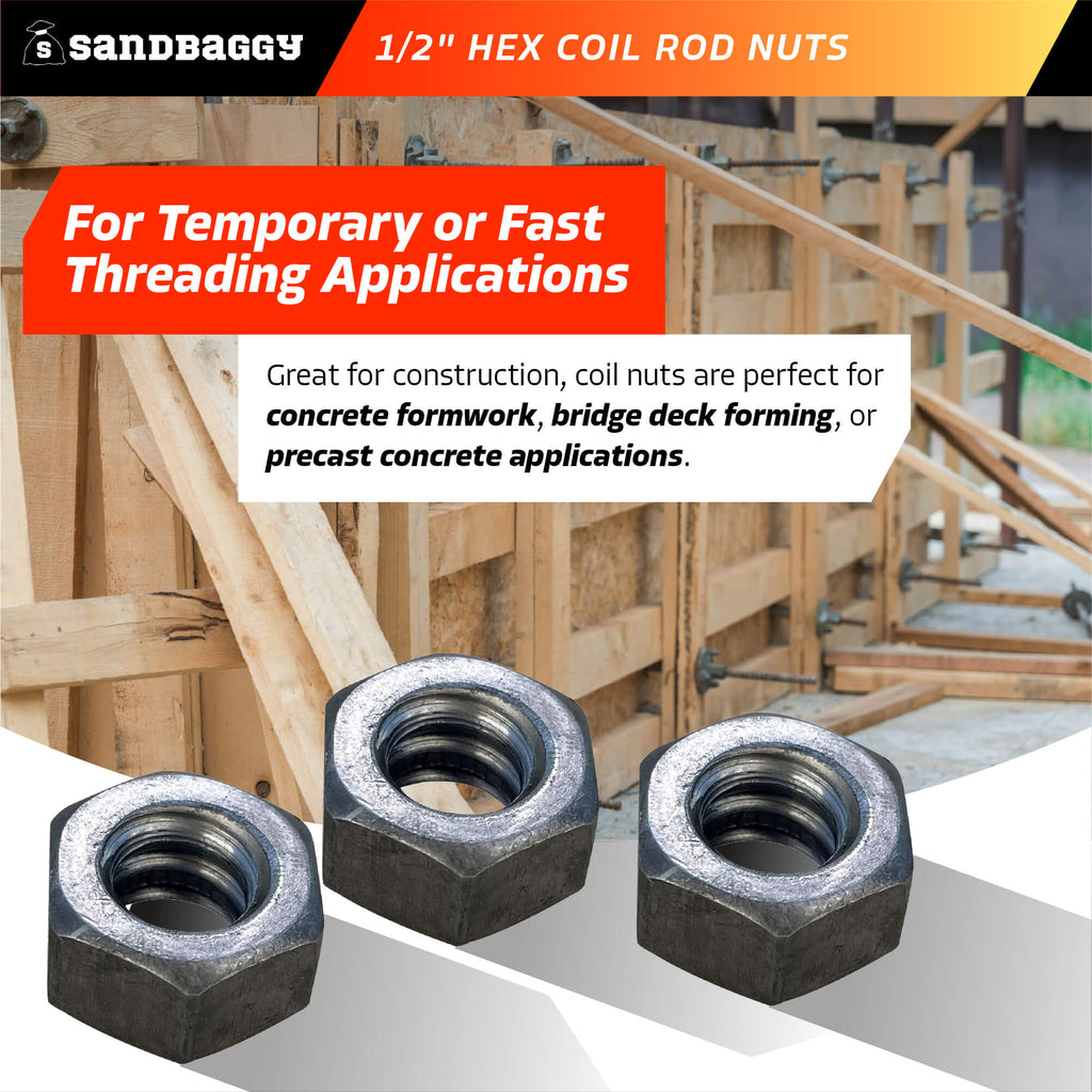 1/2" coil rod nuts for concrete formwork