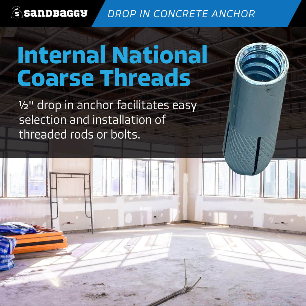 1/2" drop in concrete anchors - internal threads