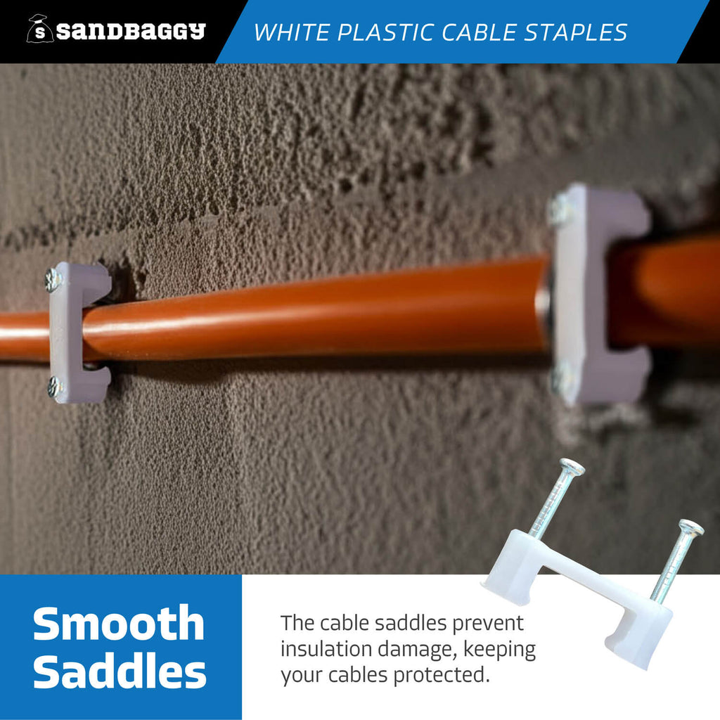 1/2" x 1" plastic cable staple - smooth saddles