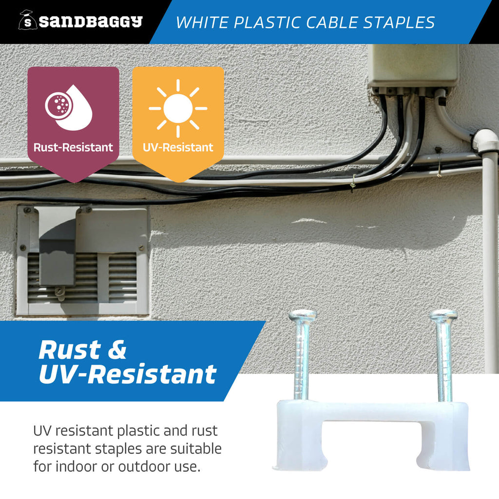 1/2" x 1" plastic cable staple - Rust and UV Resistant