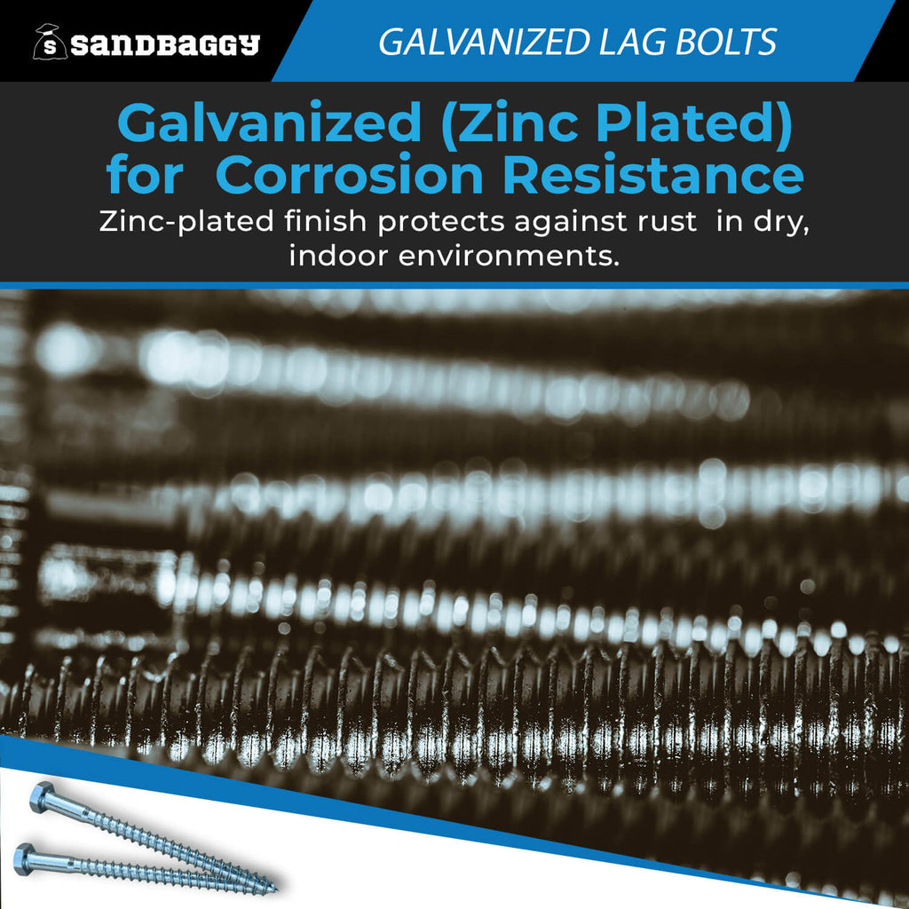 1/2" x 6" Galvanized Lag Bolts – Hex Head Wood Screws
