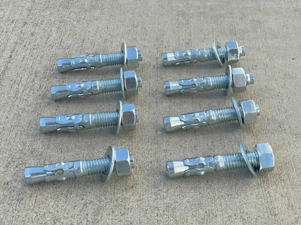 1/2" inch diameter x 3 inch long sleeve anchors - washer and nuts included