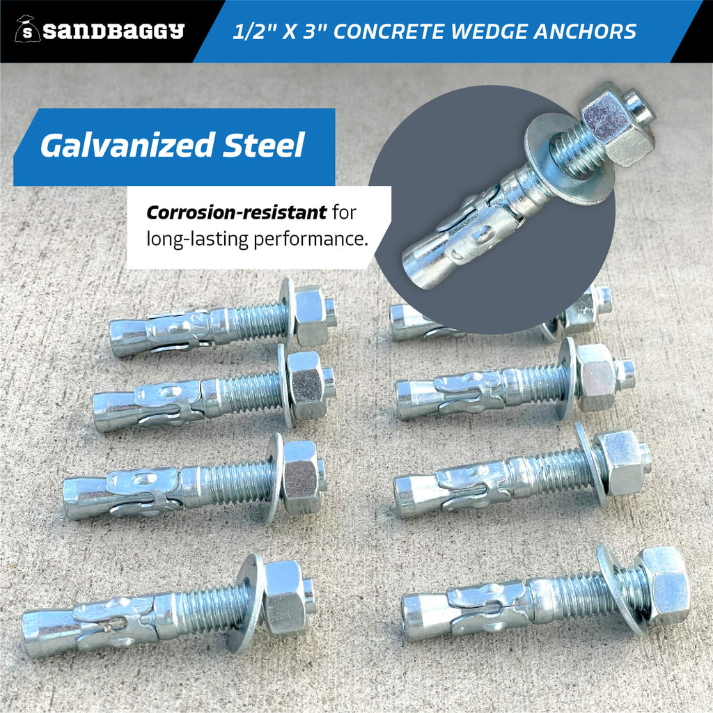 Galvanized 1/2" x 3" concrete wedge anchor