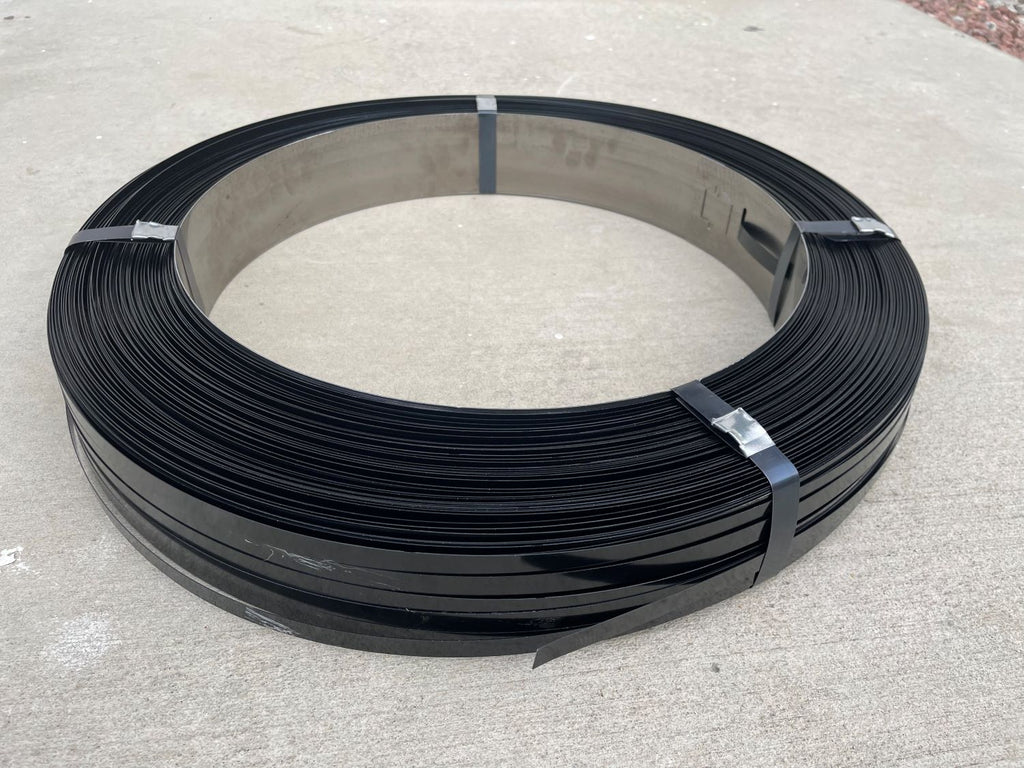 Steel Strapping Coil (Black) - Rust Resistant Metal Banding (1/2"W x 2800'L x 0.02" Thick)
