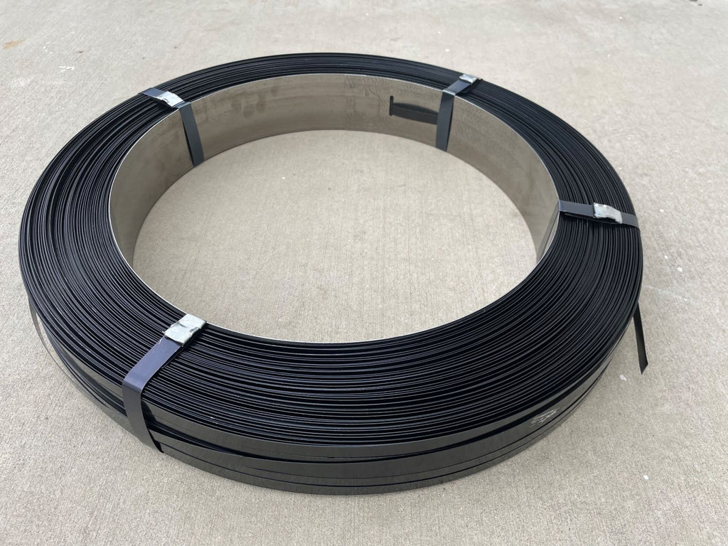 Steel Strapping Coil (Black) - Rust Resistant Metal Banding (1/2"W x 2800'L x 0.02" Thick)