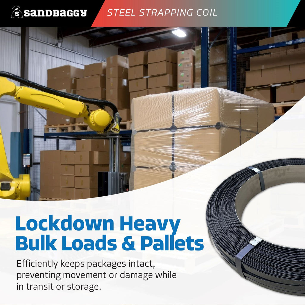 steel strapping coils for heavy pallets and bulk loads