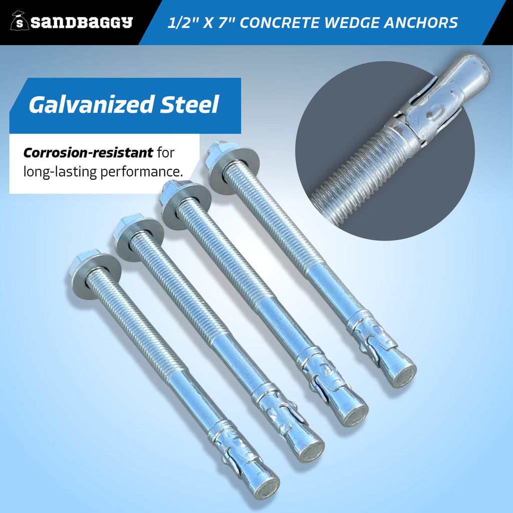 1/2" x 7" concrete wedge anchors - GALVANIZED