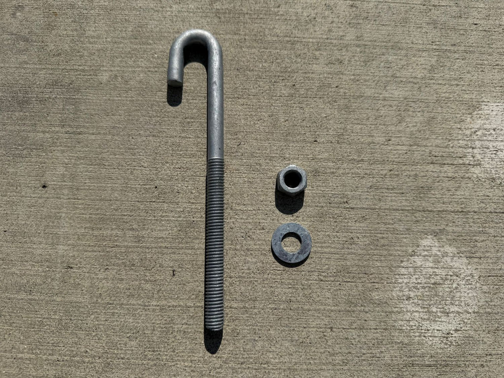 0.5 inch x 8 inch j hook anchor bolts - nuts and washer included