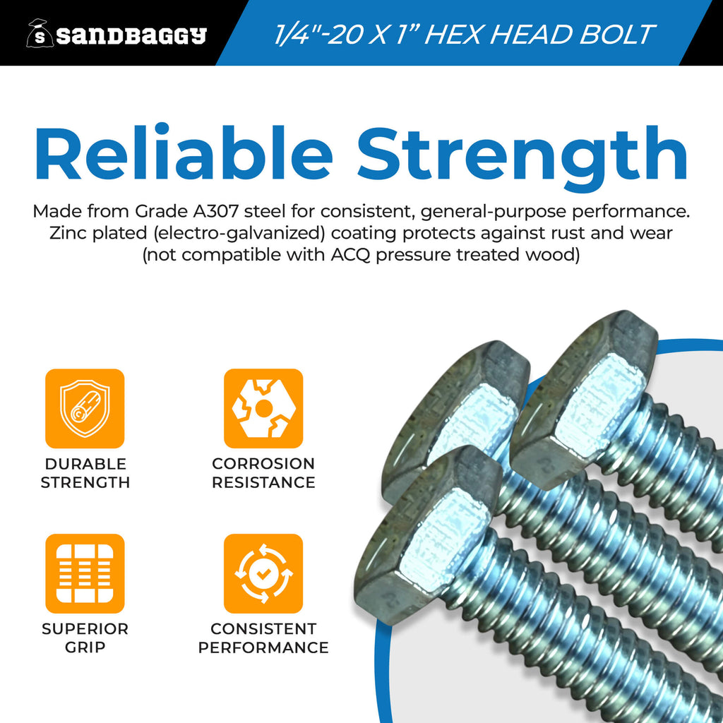 1/4-20 x 1 hex bolt - heavy duty