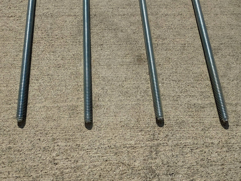 1/4" x 2 ft Threaded Rod - Galvanized (Zinc Plated)