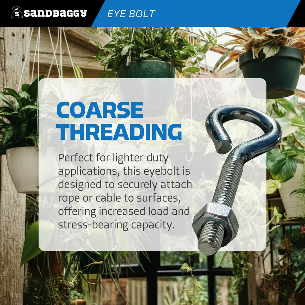 1/4" x 2-3/4" threaded eye bolt - coarse threading