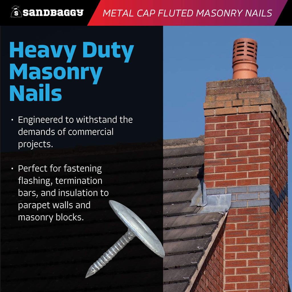 heavy duty 1" metal cap fluted masonry nails