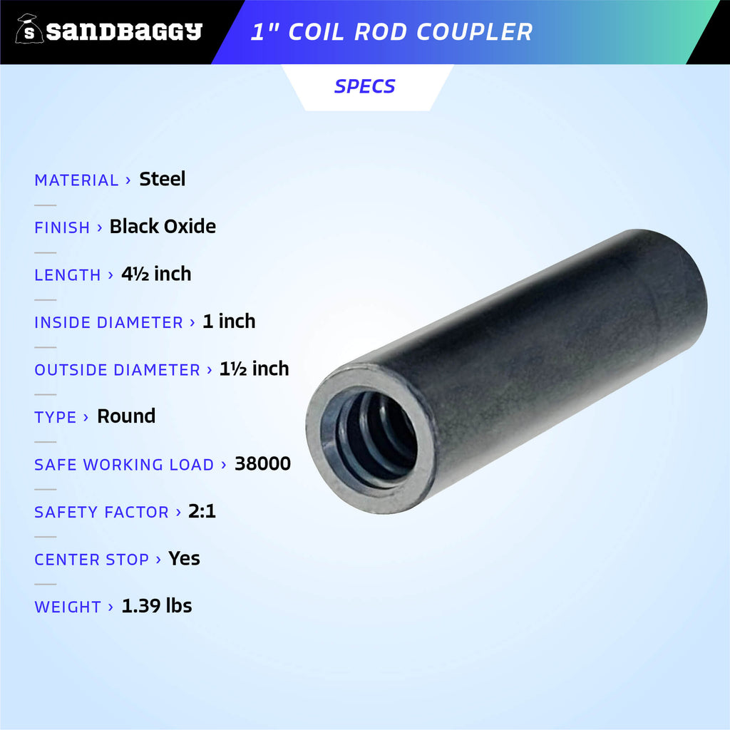 1" coil rod coupler specs