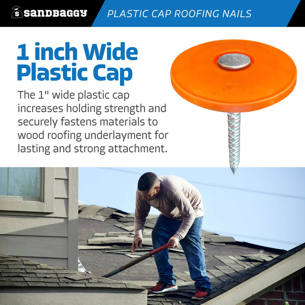 1" wide plastic cap roofing nails