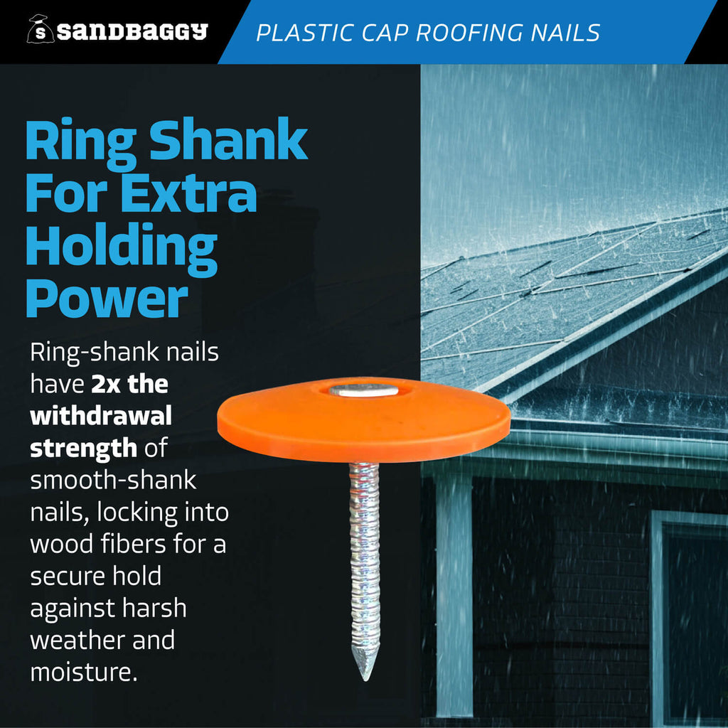 1" plastic cap roofing nails - ring shank