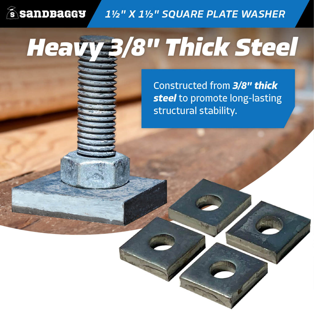 heavy duty 1-1/2" x 1-1/2" square plate washers